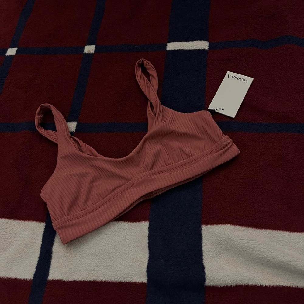 Vitamin A Sienna ribbed tank bikini top mauve pink rose Women’s 8/M NWT